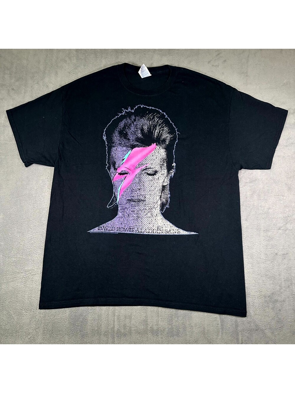 Gildan T-Shirt Mens XL Black David Bowie Graphic Aladdin Sane Short Sleeve Rock